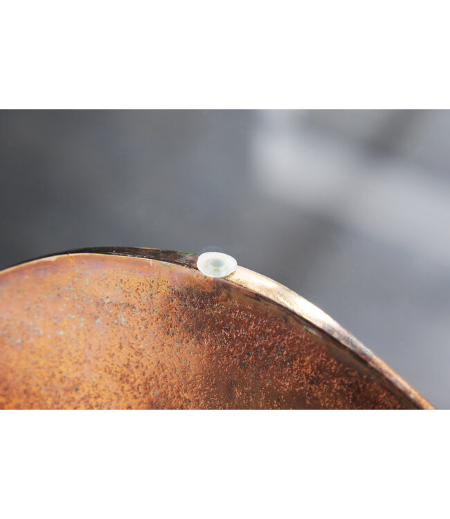 Invicta Interior Handgemaakte bijzettafel OCEAN 75cm koper zwart glazen blad rond metaal maritiem - 42726