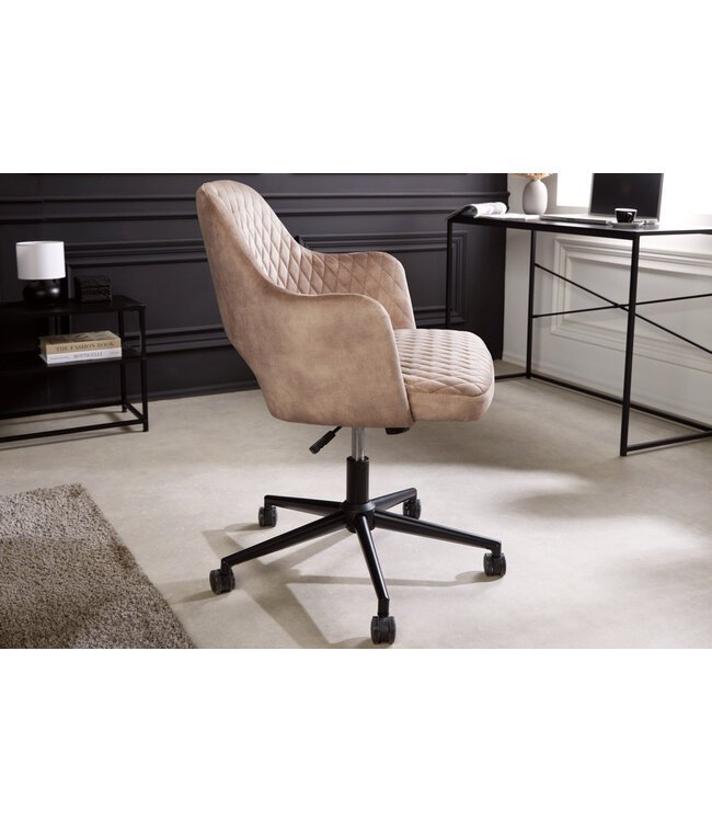 Invicta Interior In hoogte verstelbare bureaustoel PARIS grijs fluweel zwart armleuningen draaistoel - 43685