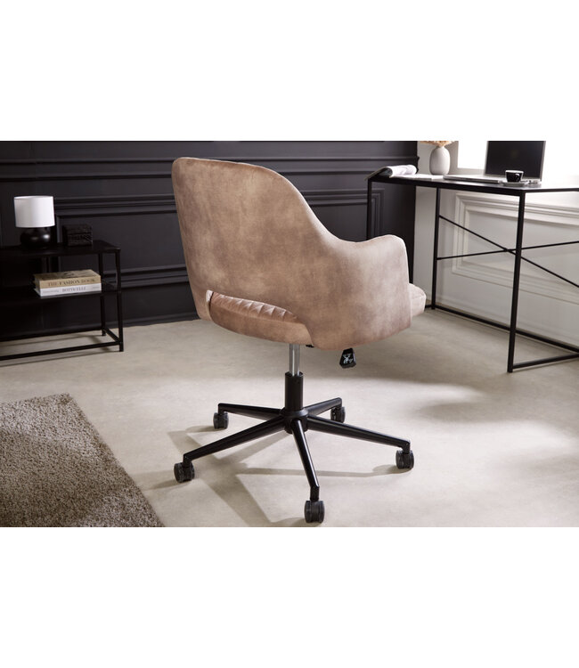 Invicta Interior In hoogte verstelbare bureaustoel PARIS grijs fluweel zwart armleuningen draaistoel - 43685