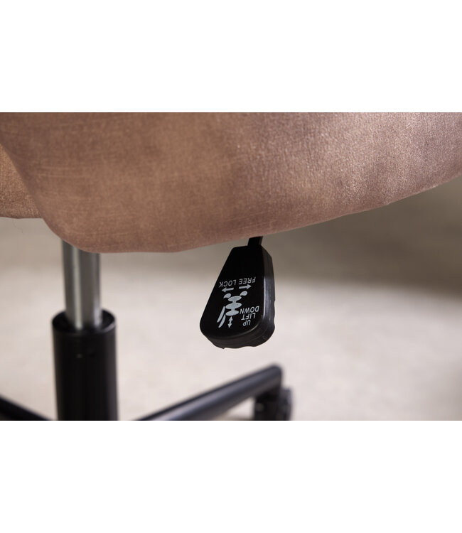 Invicta Interior In hoogte verstelbare bureaustoel PARIS grijs fluweel zwart armleuningen draaistoel - 43685