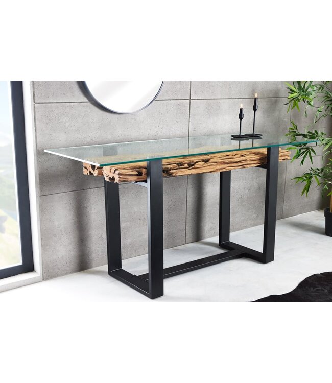 Invicta Interior Design consoletafel BARRACUDA 150cm gerecycled teakglas Industrieel - 43343