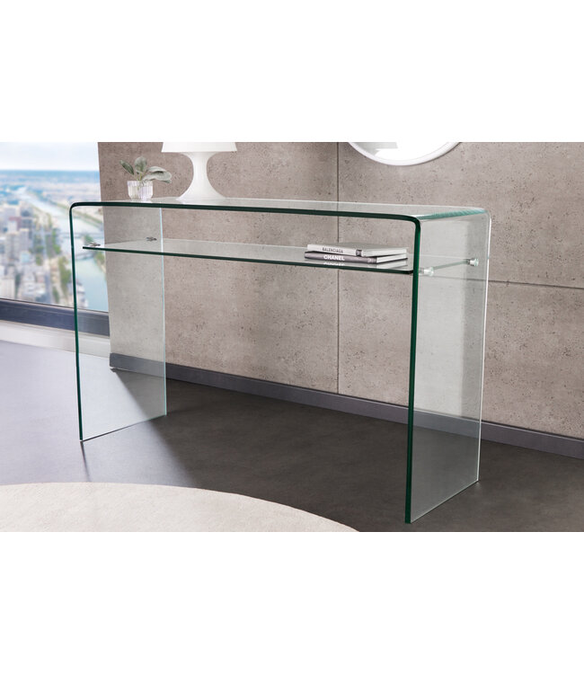 Invicta Interior Design consoletafel FANTOME 100cm transparant glas met plank - 43437
