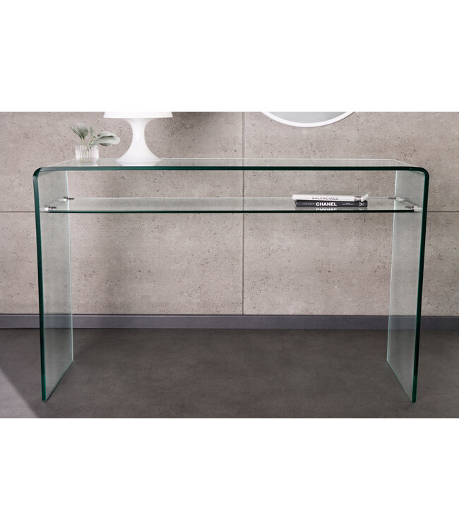 Invicta Interior Design consoletafel FANTOME 100cm transparant glas met plank - 43437