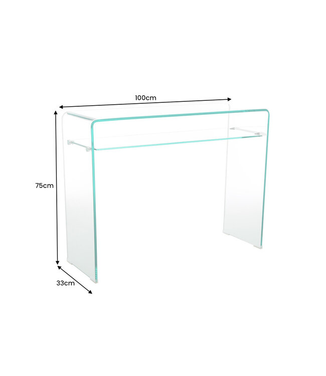 Invicta Interior Design consoletafel FANTOME 100cm transparant glas met plank - 43437