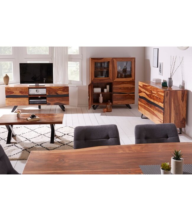 Invicta Interior Design Salontafel AMAZONAS 110cm bruin Sheesham Massivholz Baumkante - 6540196