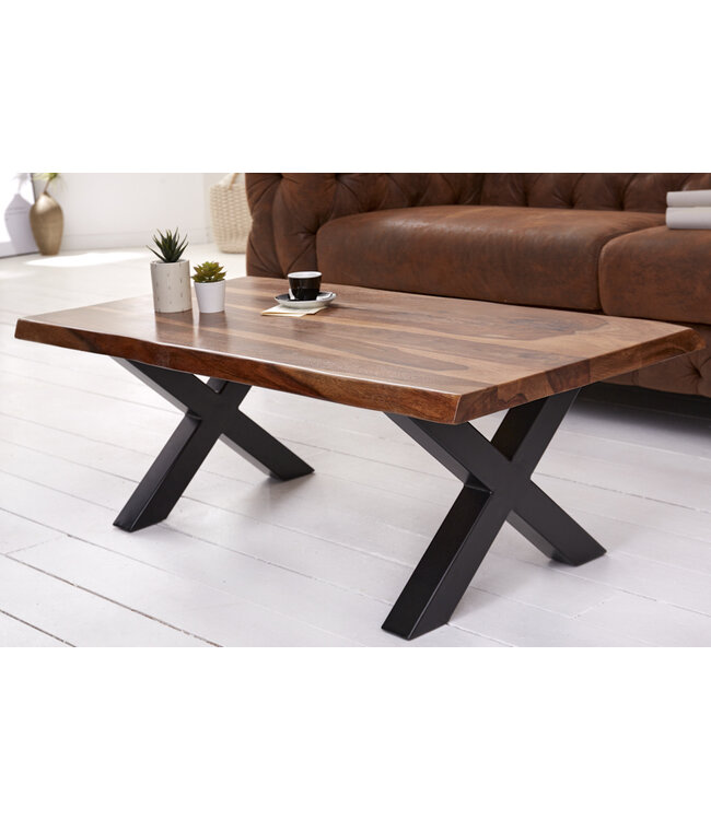 Invicta Interior Design Salontafel AMAZONAS 110cm bruin Sheesham Massivholz Baumkante - 6540196