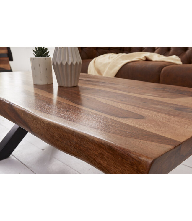 Invicta Interior Design Salontafel AMAZONAS 110cm bruin Sheesham Massivholz Baumkante - 6540196