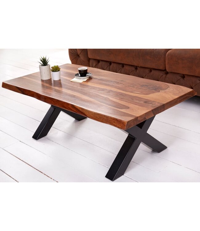 Invicta Interior Design Salontafel AMAZONAS 110cm bruin Sheesham Massivholz Baumkante - 6540196