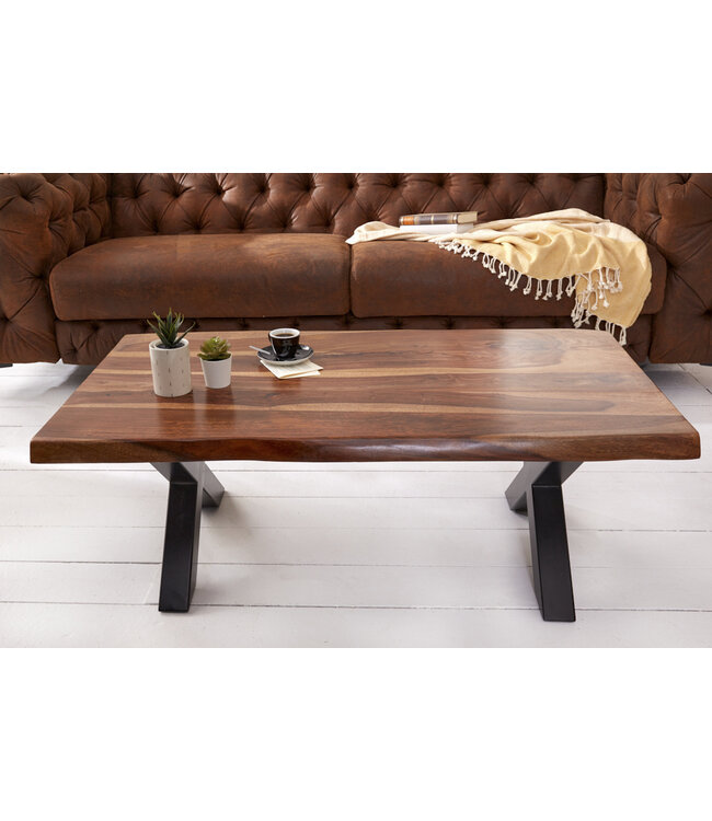 Invicta Interior Design Salontafel AMAZONAS 110cm bruin Sheesham Massivholz Baumkante - 6540196