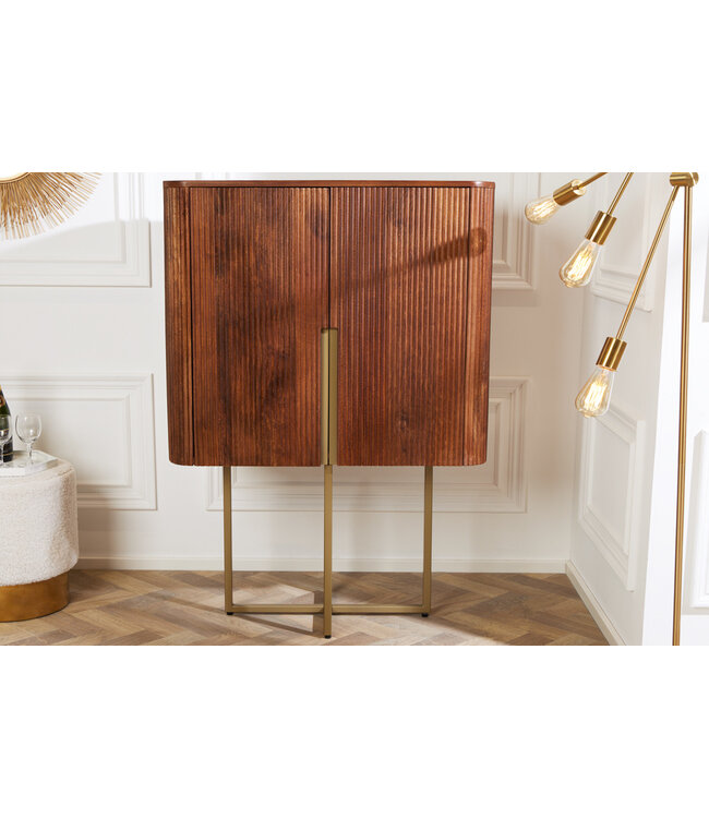 Invicta Interior Design Dressoir GATSBY 125cm bruin mat goud Mangoholz Retro - 43335