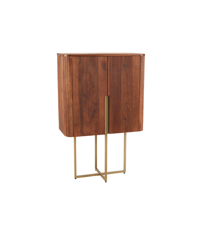 Invicta Interior Design Dressoir GATSBY 125cm bruin mat goud Mangoholz Retro - 43335