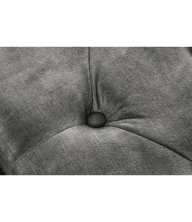 Invicta Interior Design kruk CHESTERFIELD 80cm grijs fluwelen knoopstiksel klinknagelrand - 43521