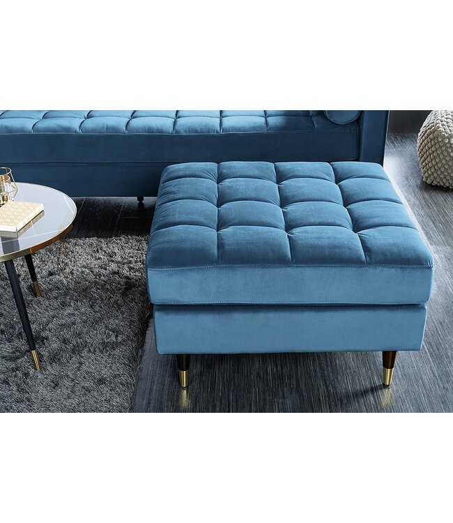 Invicta Interior Design kruk COSY VELVET 80cm petroleumblauw goud fluweel metalen poten - 43608