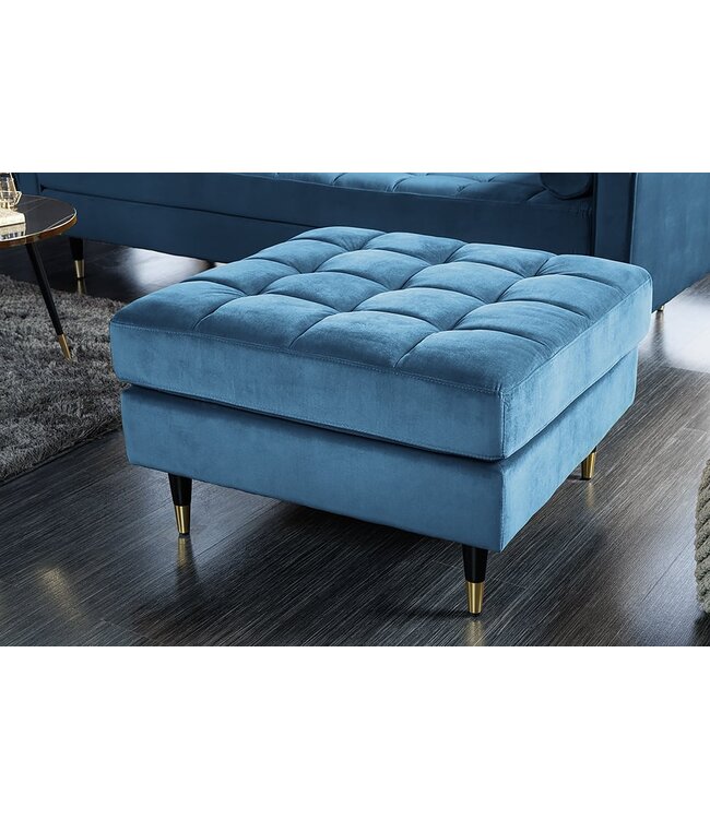 Invicta Interior Design kruk COSY VELVET 80cm petroleumblauw goud fluweel metalen poten - 43608