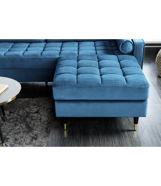 Invicta Interior Design kruk COSY VELVET 80cm petroleumblauw goud fluweel metalen poten - 43608