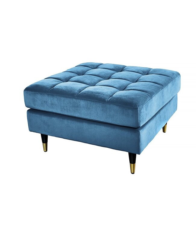 Invicta Interior Design kruk COSY VELVET 80cm petroleumblauw goud fluweel metalen poten - 43608