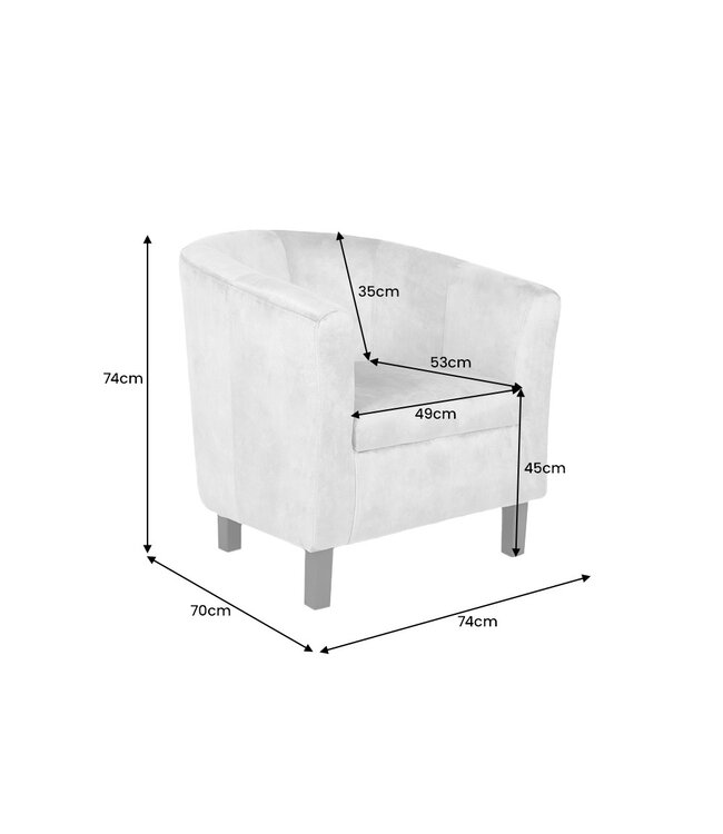 Invicta Interior Design loungestoel HEMINGWAY champagne grijs fluwelen armleuningen - 43891