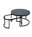 Invicta Interior Design salontafel set van 2 ELEGANCE 70cm zwart grijs marmer metalen frame - 43641
