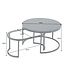 Invicta Interior Design salontafel set van 2 ELEGANCE 70cm zwart grijs marmer metalen frame - 43641