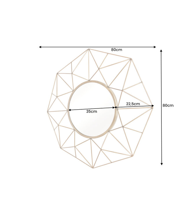 Invicta Interior Handgemaakte spiegel DIAMOND L 80cm messing gemaakt van ijzer in retro design - 43067