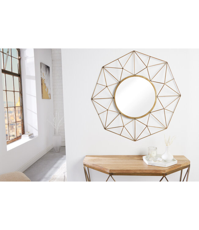 Invicta Interior Handgemaakte spiegel DIAMOND XL 90cm messing gemaakt van ijzer in retro design - 43066