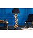 Invicta Interior Design vloerlamp GINKGO 122cm zwarte stoffen kap gouden metalen handgemaakte marmeren voet - 41696