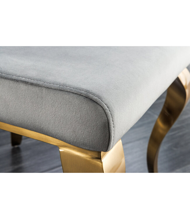 Invicta Interior Design stoel MODERN BAROQUE grijs fluweel gouden stoelpoten - 43384