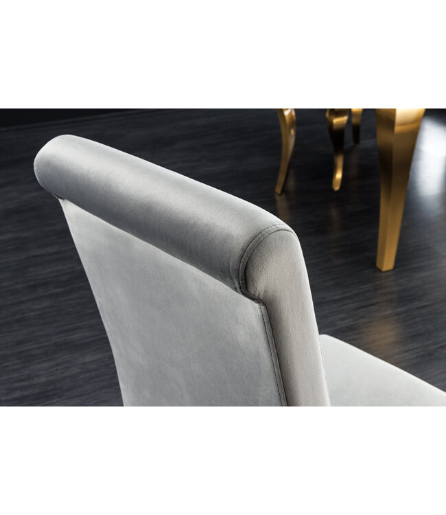 Invicta Interior Design stoel MODERN BAROQUE grijs fluweel gouden stoelpoten - 43384