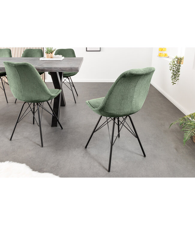 Invicta Interior Design stoel SCANDINAVIA MEESTERSTUK groen koord zwart metalen frame - 43698