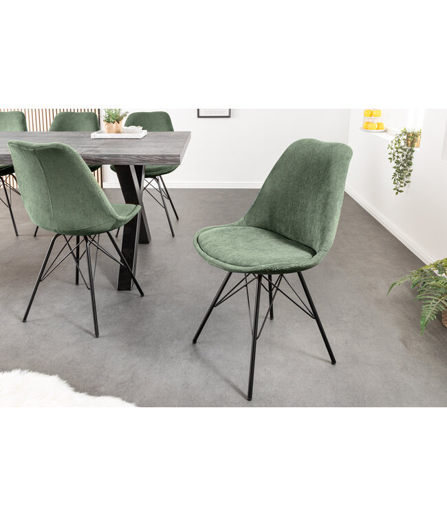 Invicta Interior Design stoel SCANDINAVIA MEESTERSTUK groen koord zwart metalen frame - 43698