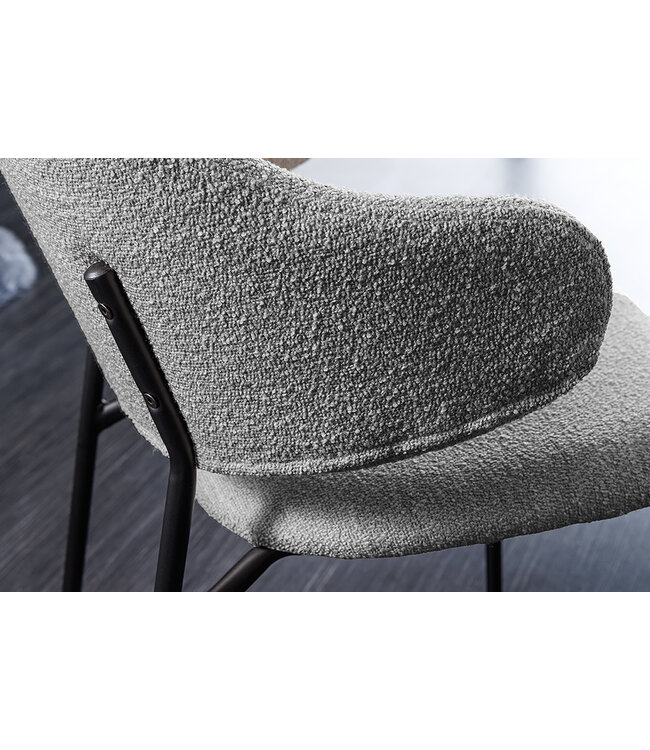Invicta Interior Design stoel VOGUE grijs Boucle zwart metalen poten - 43150