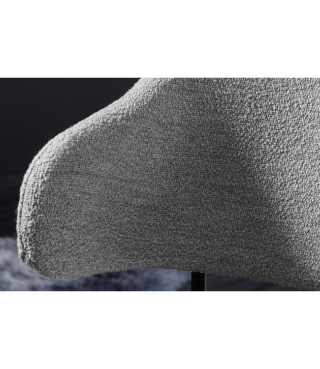 Invicta Interior Design stoel VOGUE grijs Boucle zwart metalen poten - 43150