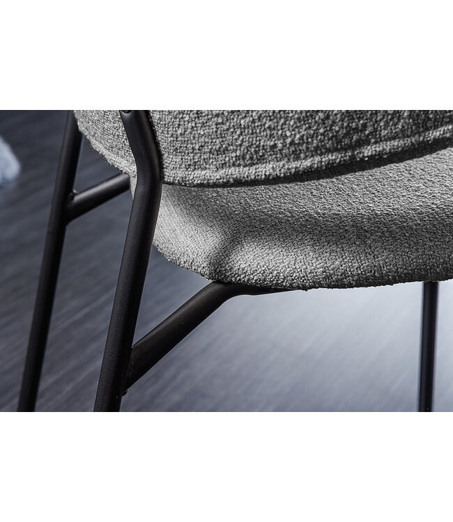 Invicta Interior Design stoel VOGUE grijs Boucle zwart metalen poten - 43150