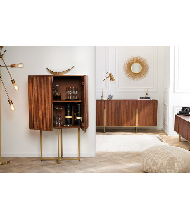 Invicta Interior Design TV-meubel GATSBY 160cm bruin matgoud Mangoholz Retro - 43334