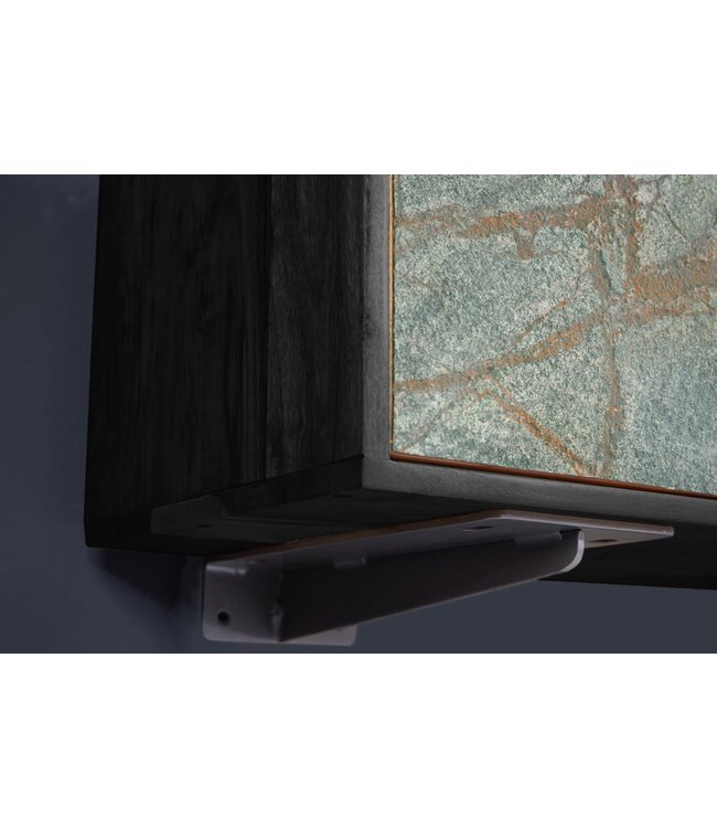 Invicta Interior Massief houten TV-lowboard MOUNTAIN SOUL 200cm echte natuursteen acacia zwart hangend/staand - 43483