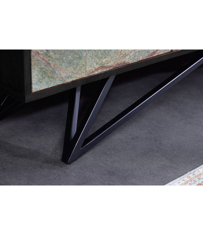 Invicta Interior Massief houten TV-lowboard MOUNTAIN SOUL 200cm echte natuursteen acacia zwart hangend/staand - 43483