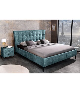 Invicta Interior Design tweepersoonsbed BOUTIQUE 160x200cm petrol fluweel queen size bedframe - 41427