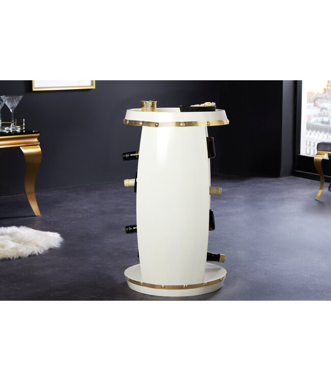 Invicta Interior Design wijnvat BODEGA WIT 65cm witgoud grenen flessenrek 14 flessen - 43563