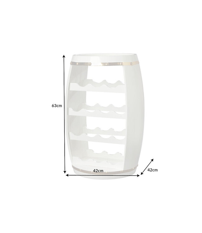 Invicta Interior Design wijnvat BODEGA WIT 65cm witgoud grenen flessenrek 14 flessen - 43563