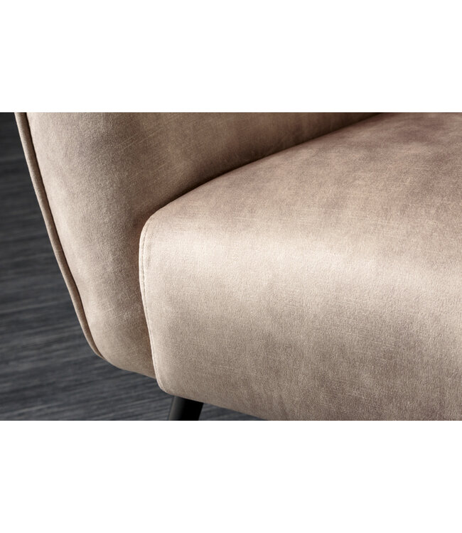 Invicta Interior Design XL fauteuil AMSTERDAM champagne fluweel zwart metalen poten retrostijl - 43568