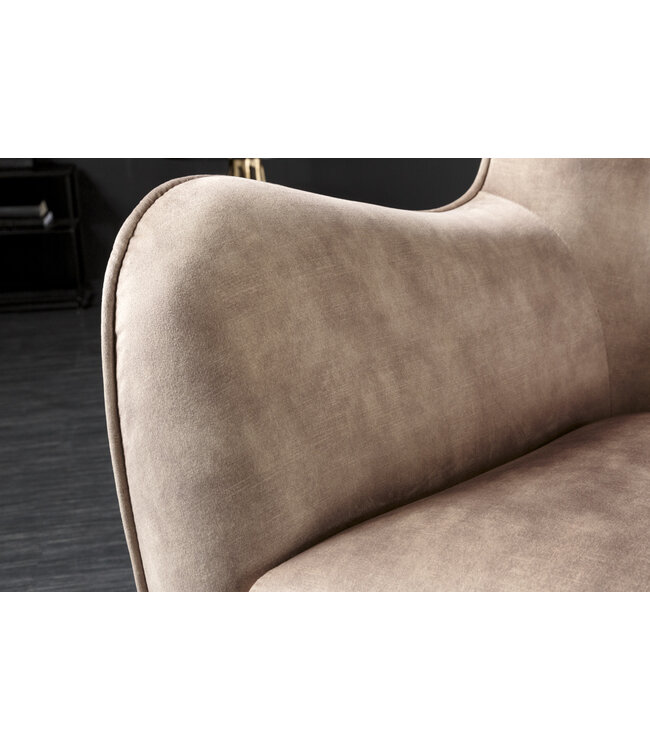 Invicta Interior Design XL fauteuil AMSTERDAM champagne fluweel zwart metalen poten retrostijl - 43568