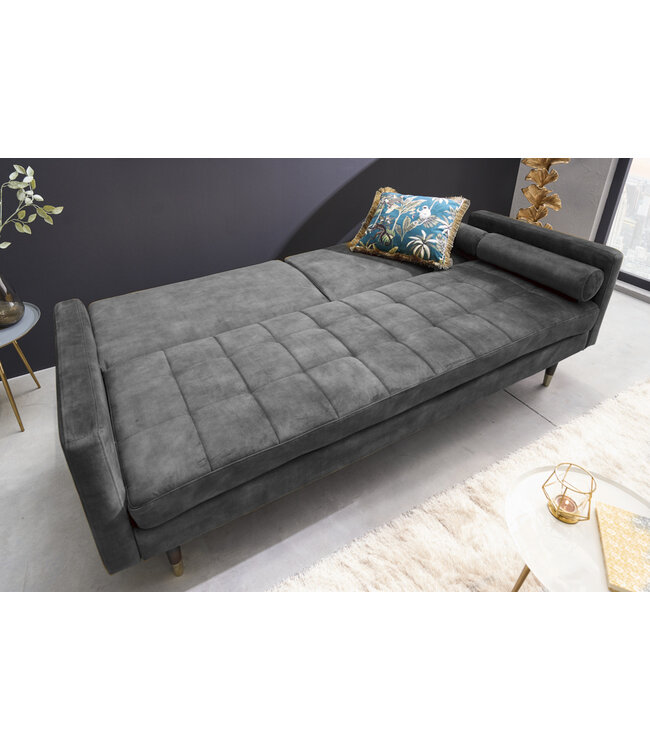 Invicta Interior Moderne slaapbank COUTURE 196cm grijs microvelours 3-zits slaapbank functie incl. Kussen - 42395