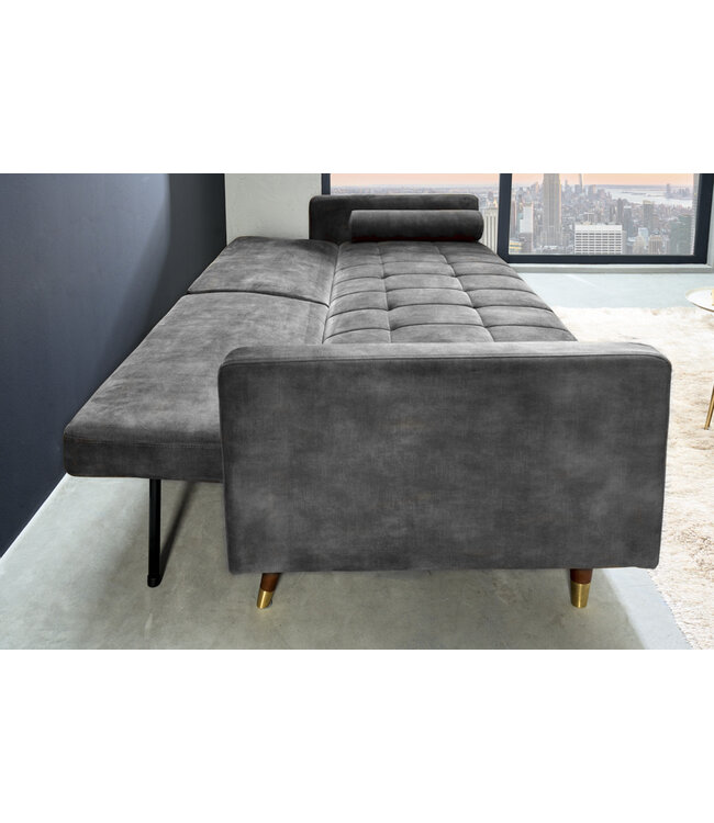 Invicta Interior Moderne slaapbank COUTURE 196cm grijs microvelours 3-zits slaapbank functie incl. Kussen - 42395