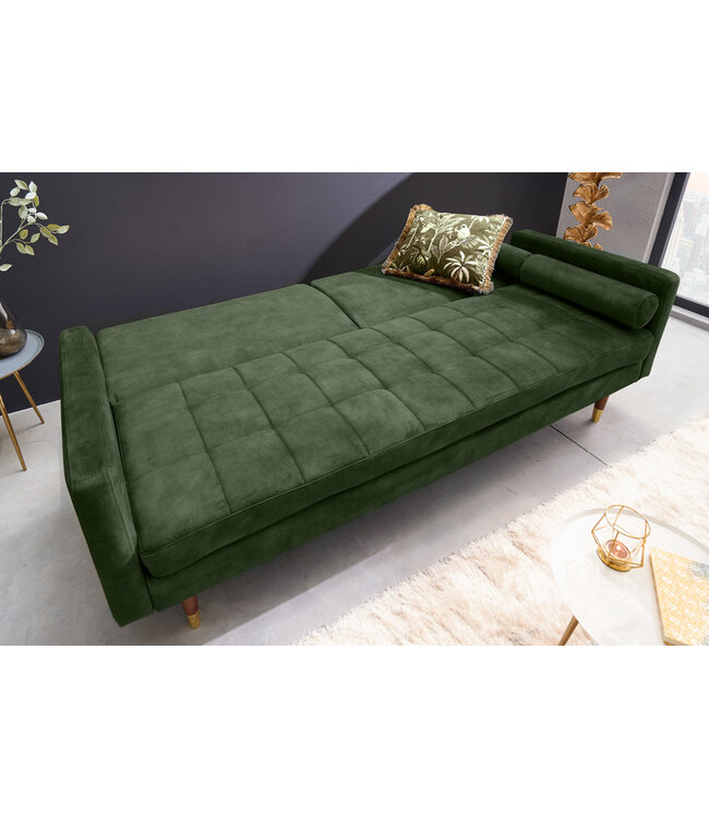 Invicta Interior Moderne slaapbank COUTURE 196cm groene microvelours 3-zits slaapbank functie incl. Kussen - 42493