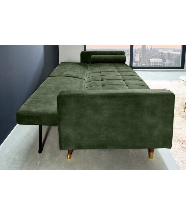 Invicta Interior Moderne slaapbank COUTURE 196cm groene microvelours 3-zits slaapbank functie incl. Kussen - 42493