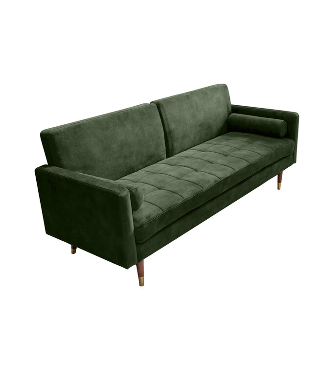 Invicta Interior Moderne slaapbank COUTURE 196cm groene microvelours 3-zits slaapbank functie incl. Kussen - 42493