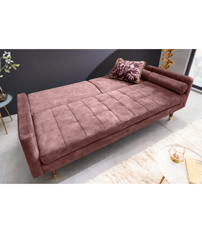 Invicta Interior Moderne slaapbank COUTURE 196cm oudroze microvelours 3-zits slaapbankfunctie incl. Kussen - 42495