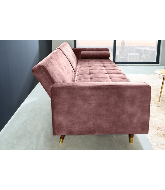 Invicta Interior Moderne slaapbank COUTURE 196cm oudroze microvelours 3-zits slaapbankfunctie incl. Kussen - 42495