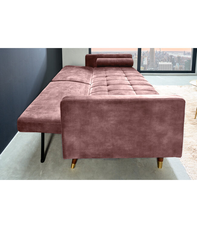 Invicta Interior Moderne slaapbank COUTURE 196cm oudroze microvelours 3-zits slaapbankfunctie incl. Kussen - 42495