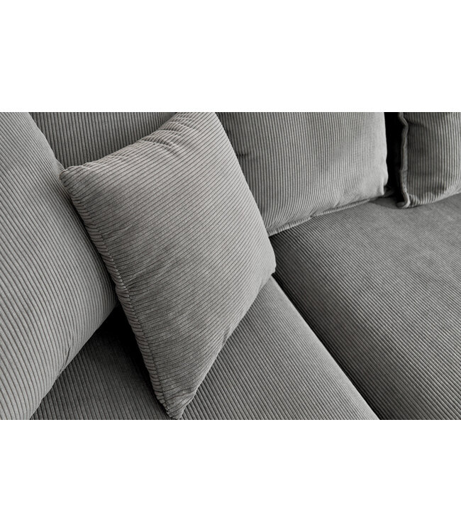 Invicta Interior Grote hoekbank HEAVEN 255cm grijs koord inclusief kussens Modern Design - 43445